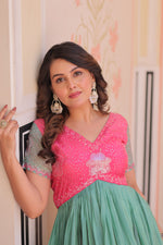 Thumbnail for Jyoti Fashion Women's Pink Gold Crush Embroidered Designer Anarkali Set - Distacart
