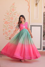 Thumbnail for Jyoti Fashion Women's Pink Gold Crush Embroidered Designer Anarkali Set - Distacart