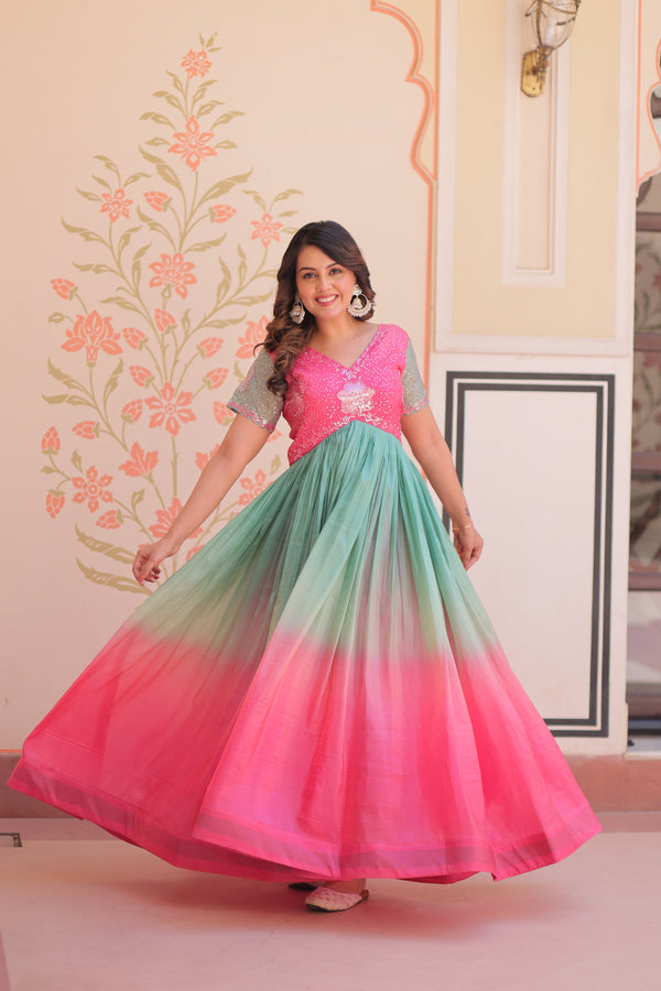 Jyoti Fashion Women's Pink Gold Crush Embroidered Designer Anarkali Set - Distacart