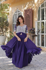 Thumbnail for Jyoti Fashion Women's Purple Star Georgette Embroidered Anarkali Set With Bottom - Distacart