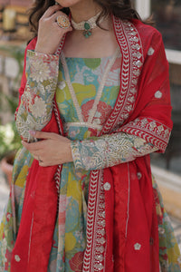 Thumbnail for Jyoti Fashion Women's Sky Blue Russian Silk Foil Print with Sequence Embroidered Anarkali Set With Dupatta