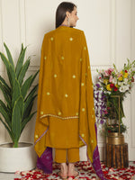 Thumbnail for Jyoti Fashion Women's Mustard Chinon Chiffon Embroidered Designer Straight Suit Set - Distacart