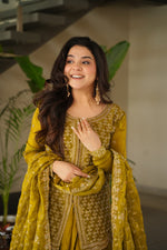 Thumbnail for Jyoti Fashion Women's Mehendi Fendi Rich Beads Embroidered Sharara Set with Dupatta