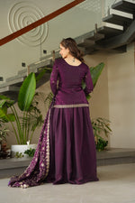Thumbnail for Jyoti Fashion Women's Wine Fendi Rich Beads Embroidered Sharara Set with Dupatta