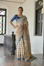 Thumbnail for Jyoti Fashion Women's Blue Soft Tussar Silk Printed Designer Saree with Blouse