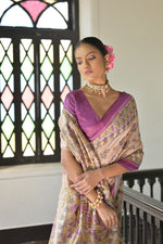 Thumbnail for Jyoti Fashion Women's Wine Soft Tussar Silk Printed Designer Saree with Blouse