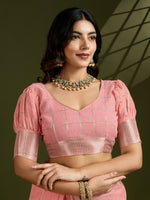 Thumbnail for Jyoti Fashion Women's Peach Tissue Linen Silk Zari Woven Designer Saree with Blouse