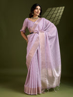 Thumbnail for Jyoti Fashion Women's Purple Tissue Linen Silk Zari Woven Designer Saree with Blouse