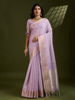 Thumbnail for Jyoti Fashion Women's Purple Tissue Linen Silk Zari Woven Designer Saree with Blouse