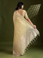 Thumbnail for Jyoti Fashion Women's Light Yellow Tissue Linen Silk Zari Woven Designer Saree with Blouse