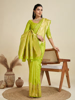 Thumbnail for Jyoti Fashion Women's Green Soft Kanjivaram Silk Zari Woven Designer Saree with Blouse