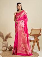Thumbnail for Jyoti Fashion Women's Pink Soft Kanjivaram Silk Zari Woven Designer Saree with Blouse