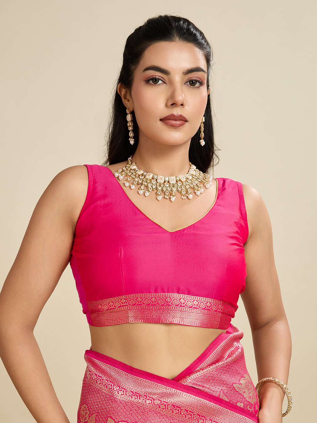 Jyoti Fashion Women's Pink Soft Kanjivaram Silk Zari Woven Designer Saree with Blouse