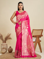 Thumbnail for Jyoti Fashion Women's Pink Soft Kanjivaram Silk Zari Woven Designer Saree with Blouse
