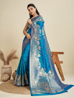 Thumbnail for Jyoti Fashion Women's Blue Soft Kanjivaram Silk Zari Woven Designer Saree with Blouse