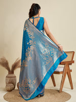 Thumbnail for Jyoti Fashion Women's Blue Soft Kanjivaram Silk Zari Woven Designer Saree with Blouse