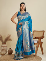 Thumbnail for Jyoti Fashion Women's Blue Soft Kanjivaram Silk Zari Woven Designer Saree with Blouse