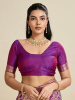 Thumbnail for Jyoti Fashion Women's Purple Soft Kanjivaram Silk Zari Woven Designer Saree with Blouse