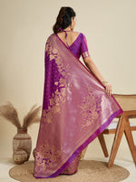 Thumbnail for Jyoti Fashion Women's Purple Soft Kanjivaram Silk Zari Woven Designer Saree with Blouse