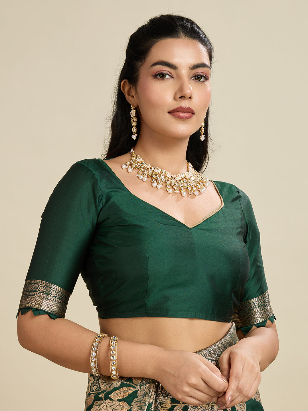 Jyoti Fashion Women's Bottle Green Soft Kanjivaram Silk Zari Woven Designer Saree with Blouse