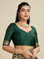 Thumbnail for Jyoti Fashion Women's Bottle Green Soft Kanjivaram Silk Zari Woven Designer Saree with Blouse