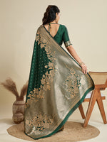 Thumbnail for Jyoti Fashion Women's Bottle Green Soft Kanjivaram Silk Zari Woven Designer Saree with Blouse