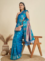 Thumbnail for Jyoti Fashion Women's Sky Blue Soft Kanjivaram Paithani Silk Zari Woven Designer Saree with Blouse