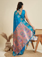Thumbnail for Jyoti Fashion Women's Sky Blue Soft Kanjivaram Paithani Silk Zari Woven Designer Saree with Blouse