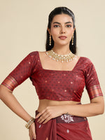 Thumbnail for Jyoti Fashion Women's Maroon Soft Kanjivaram Paithani Silk Zari Woven Designer Saree with Blouse
