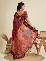 Thumbnail for Jyoti Fashion Women's Maroon Soft Kanjivaram Paithani Silk Zari Woven Designer Saree with Blouse