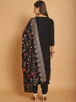 Thumbnail for Jyoti Fashion Women's Navy Blue Velvet Floral Resham Thread with Jari & Sequince work Designer Straight Suit Set - Distacart