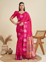 Thumbnail for Jyoti Fashion Women's Rani Pink Soft Kanjivaram Paithani Silk Zari Woven Designer Saree with Blouse