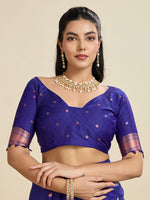Thumbnail for Jyoti Fashion Women's Blue Soft Kanjivaram Paithani Silk Zari Woven Designer Saree with Blouse