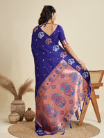 Thumbnail for Jyoti Fashion Women's Blue Soft Kanjivaram Paithani Silk Zari Woven Designer Saree with Blouse