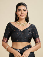 Thumbnail for Jyoti Fashion Women's Black Soft Kanjivaram Paithani Silk Zari Woven Designer Saree with Blouse