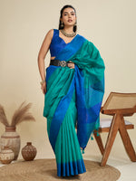 Thumbnail for Jyoti Fashion Women's Rama Khadi Raw Silk Temple Woven Border Designer Saree with Blouse