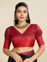 Thumbnail for Jyoti Fashion Women's Black Khadi Raw Silk Temple Woven Border Designer Saree with Blouse