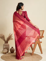 Thumbnail for Jyoti Fashion Women's Peach Khadi Raw Silk Temple Woven Border Designer Saree with Blouse