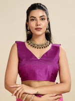 Thumbnail for Jyoti Fashion Women's Pink Khadi Raw Silk Temple Woven Border Designer Saree with Blouse