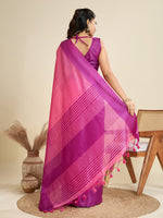 Thumbnail for Jyoti Fashion Women's Pink Khadi Raw Silk Temple Woven Border Designer Saree with Blouse