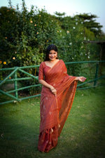 Thumbnail for Jyoti Fashion Women's Orange Tussar Silk Traditional Thread Work Designer Saree with Blouse
