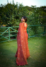 Thumbnail for Jyoti Fashion Women's Orange Tussar Silk Traditional Thread Work Designer Saree with Blouse