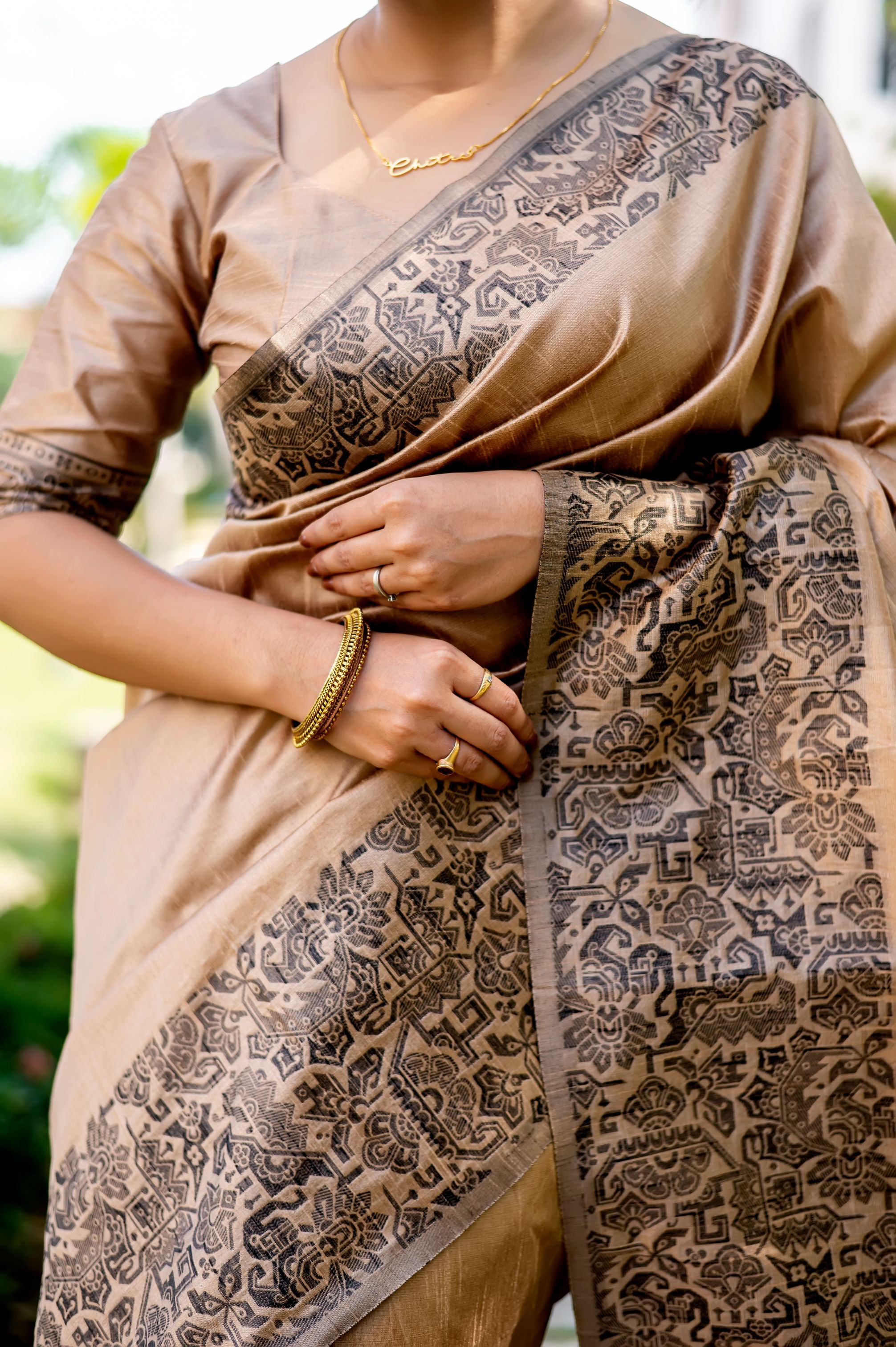 Jyoti Fashion Women's Cream Handloom Raw Silk Weaving Designer Saree with Blouse