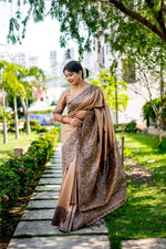 Thumbnail for Jyoti Fashion Women's Cream Handloom Raw Silk Weaving Designer Saree with Blouse
