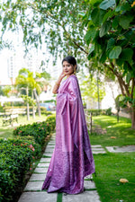Thumbnail for Jyoti Fashion Women's Purple Handloom Raw Silk Weaving Designer Saree with Blouse