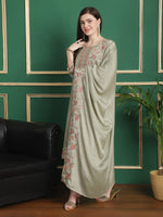 Thumbnail for Jyoti Fashion Women's Olive Chinon Chiffon Floral Embroidery with Cording & Crystal Work Designer Straight Suit Set - Distacart