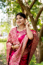 Thumbnail for Jyoti Fashion Women's Pink Handloom Raw Silk Weaving Designer Saree with Blouse