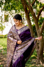 Thumbnail for Jyoti Fashion Women's Wine Handloom Raw Silk Weaving Designer Saree with Blouse