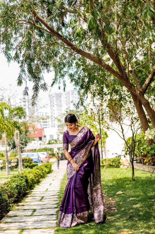 Jyoti Fashion Women's Wine Handloom Raw Silk Weaving Designer Saree with Blouse