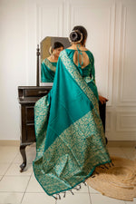 Thumbnail for Jyoti Fashion Women's Rama Handloom Raw Silk Weaving Designer Saree with Blouse
